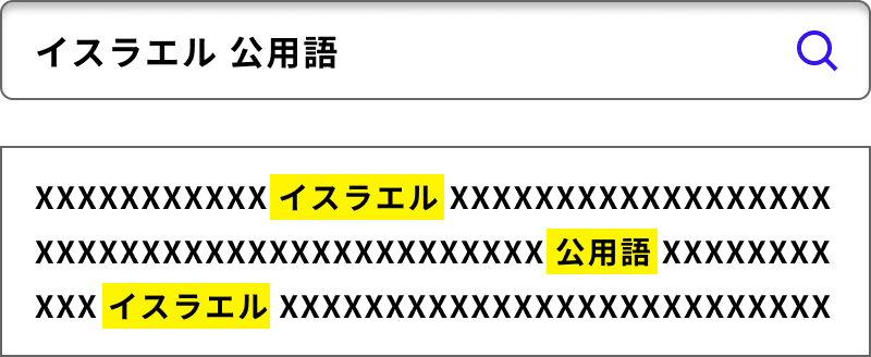 検索キーワードを含むドキュメントを表示し、キーワードのみをハイライト