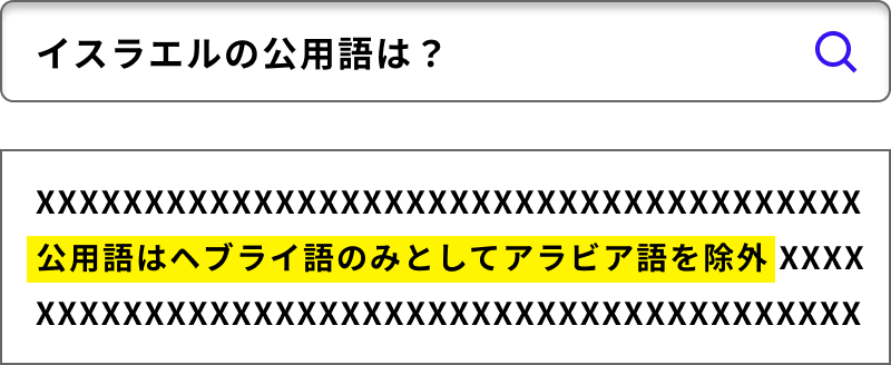 自然文を用いた検索を行い、回答となる文章を自動でハイライト